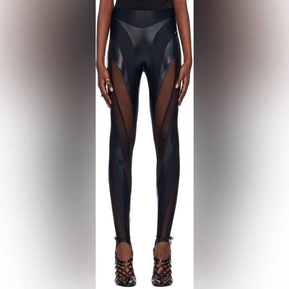 MUGLER black spiral leggings